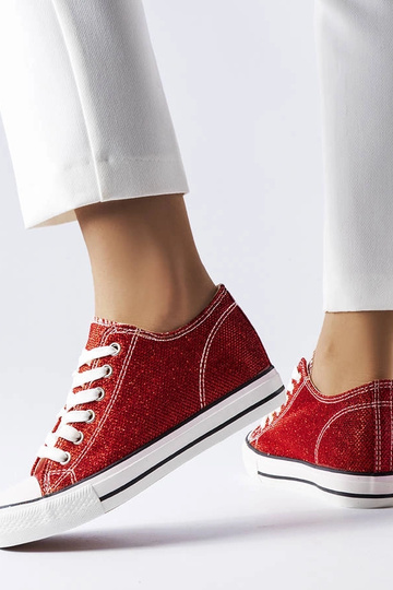 Rød glitter Crete wedge sneakers 2