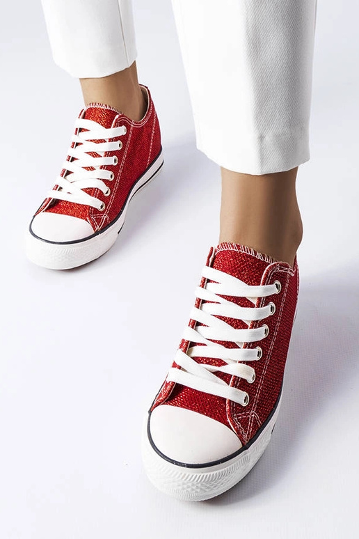 Rød glitter Crete wedge sneakers