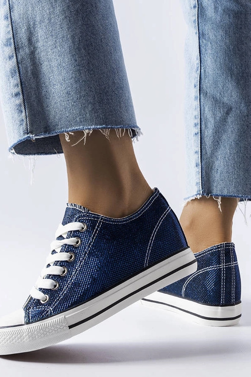 Marineblå glitter wedge sneakers Crete
