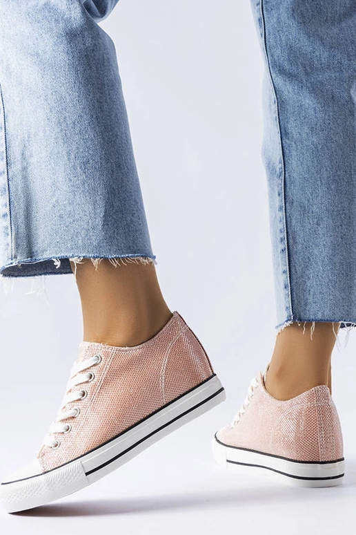Pink glitter wedge sneakers Crete