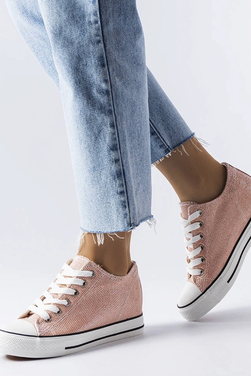 Pink glitter wedge sneakers Crete