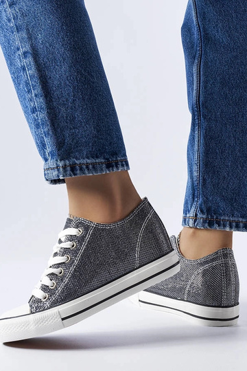 Sort glitter Crete wedge sneakers