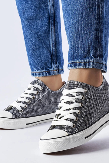 Sort glitter Crete wedge sneakers 2