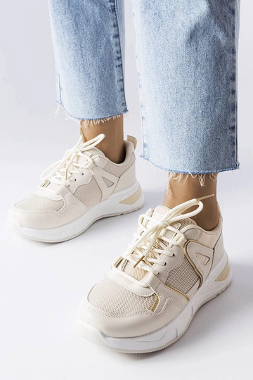 Beige sneakers i blandet...