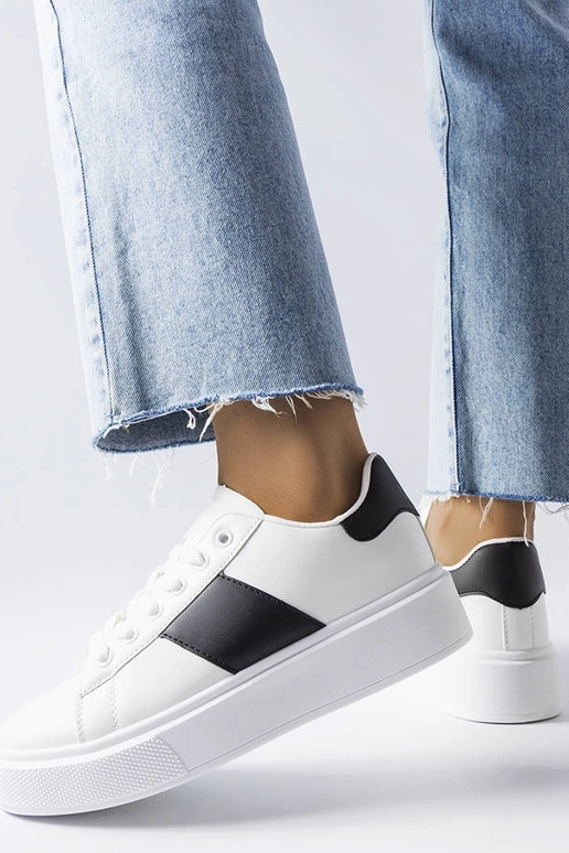 Hvide sneakers med sort rem Aurélie