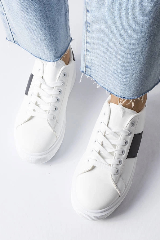 Hvide sneakers med sort rem Aurélie