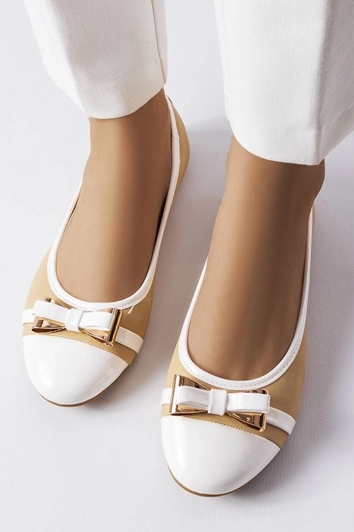 Wit-beige schoenen met strik, „Dufour"