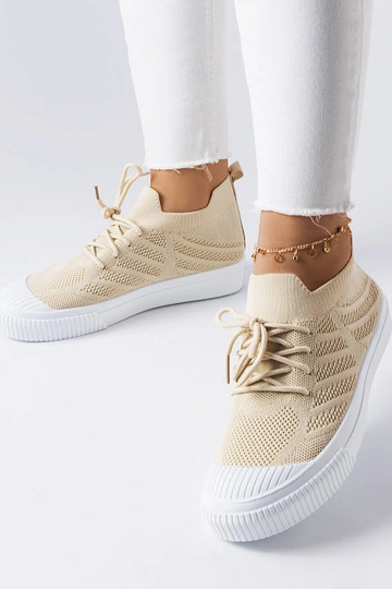 Beige polaire sneakers i stretchstof