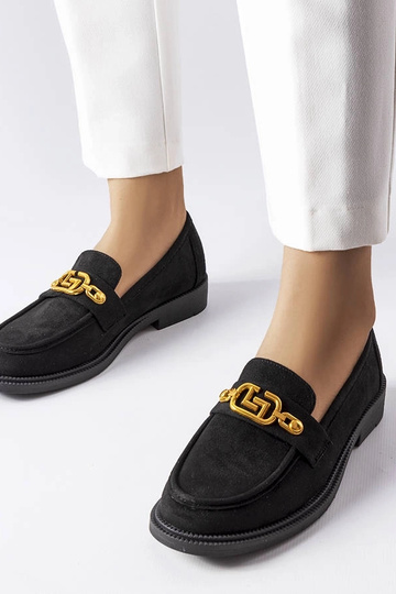 Sorte elegante loafers med Ouellet dekoration