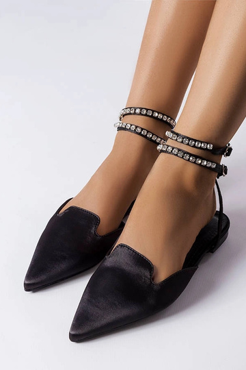 Sorte satinsandaler Hewes 2