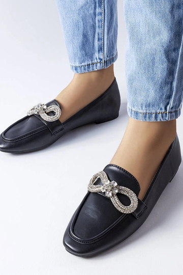 Sorte loafers med zirkoner Quirion