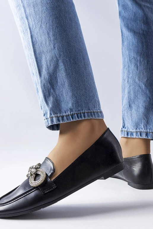 Sorte loafers med zirkoner Quirion Sorte loafers med zirkoner Quirion