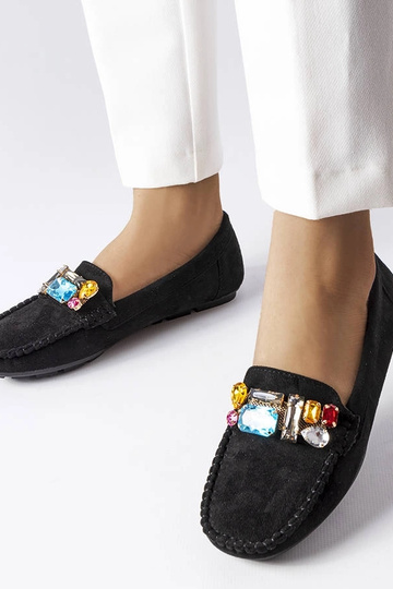 Zwarte mocassins met leren binnenzool, „Bertrand"