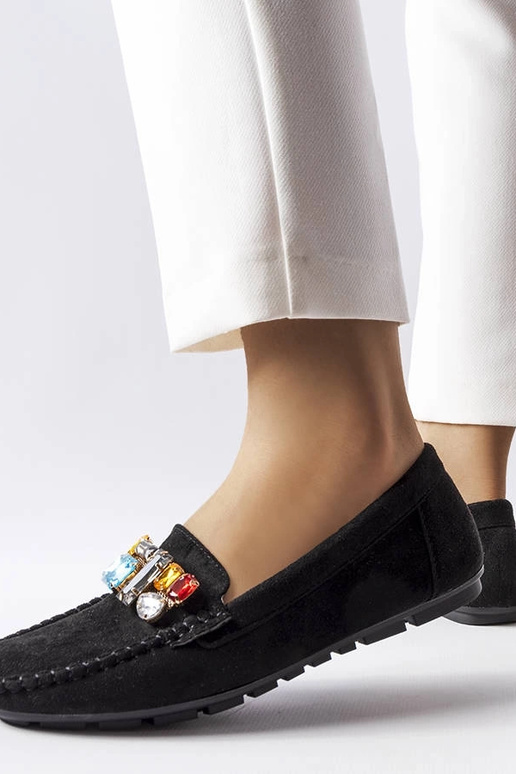 Zwarte mocassins met leren...