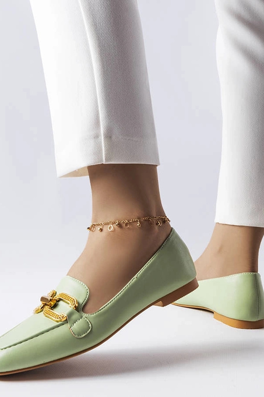 Grønne mokkasiner med Rousseau-spænde Grønne mokkasiner med Rousseau-spænde