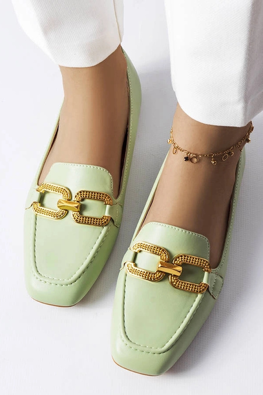 Grønne mokkasiner med Rousseau-spænde Grønne mokkasiner med Rousseau-spænde