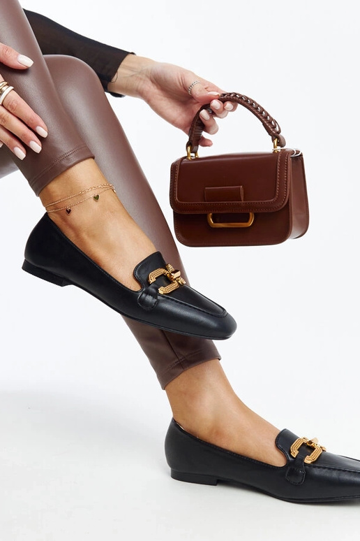 Sorte mokkasiner med Rousseau-spænde Sorte mokkasiner med Rousseau-spænde