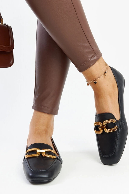 Sorte mokkasiner med Rousseau-spænde Sorte mokkasiner med Rousseau-spænde