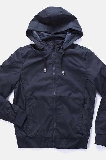 Brault mænds navy vindjakke med hætte