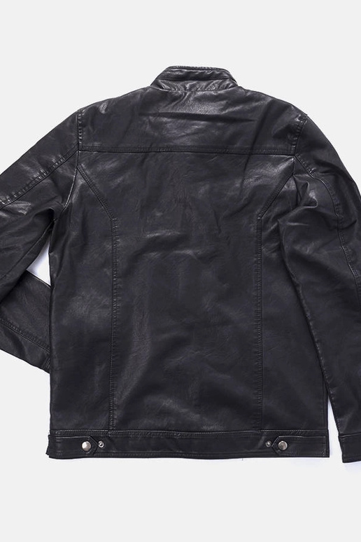 Leverett sort imiteret læderjakke til...