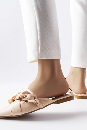 Beige elegante Patenaude kædeflip-flops 2