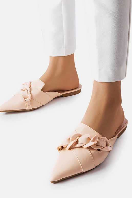 Beige elegante Patenaude kædeflip-flops