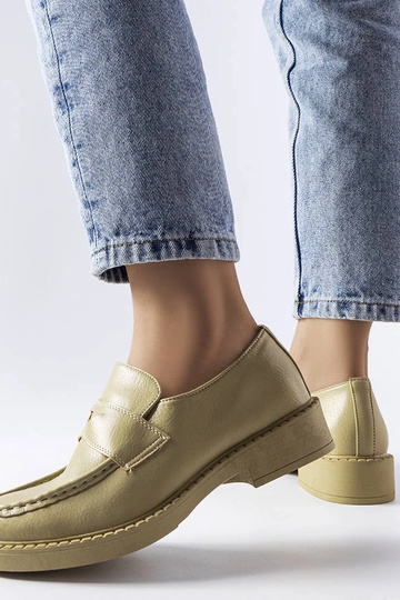 Grønne elegante læder loafers med en tyk sål Élodie 2