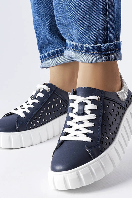 Donkerblauwe sportschoenen met...