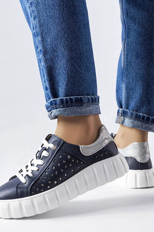 Donkerblauwe sportschoenen met...