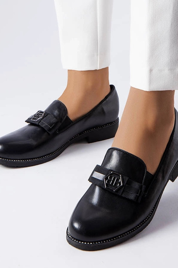 Zwarte decoratieve mocassins Tanguy
