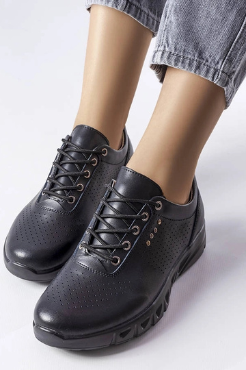 Sort gennembrudt lædersko... 2