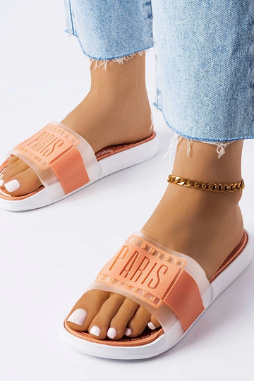 Beige gummi hjemmesko Paris