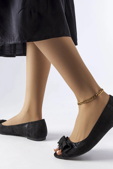 Sorte metalliske balletflader med Hawk-bue 2