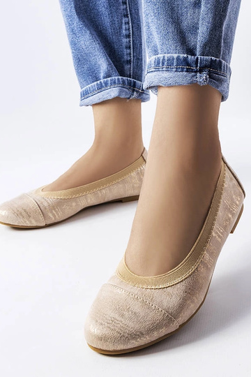 Crummit Beige Metallic Ballet Flats
