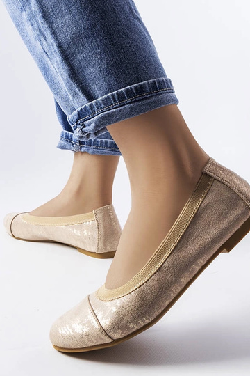 Crummit Beige Metallic Ballet Flats 2