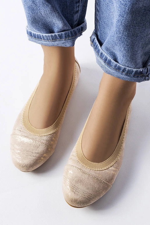 Crummit Beige Metallic Ballet Flats Crummit Beige Metallic Ballet Flats