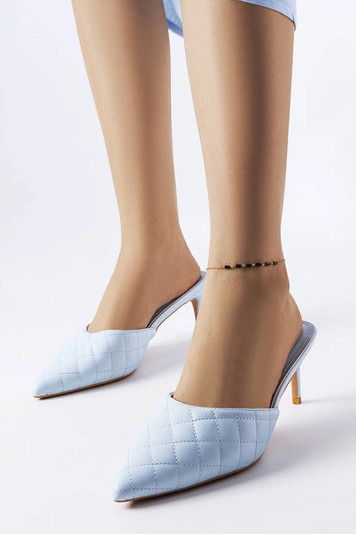 Blue Quilted Slip-Ons med stilethæl... Blue Quilted Slip-Ons med stilethæl...