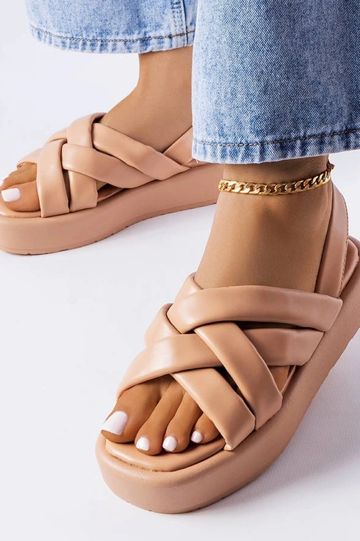 Lysebrune Horseshoe Platform Sandaler