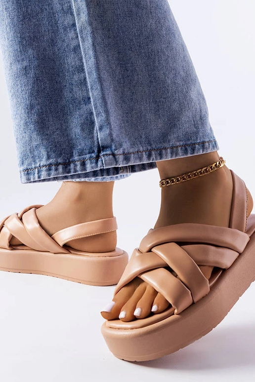 Lysebrune Horseshoe Platform Sandaler