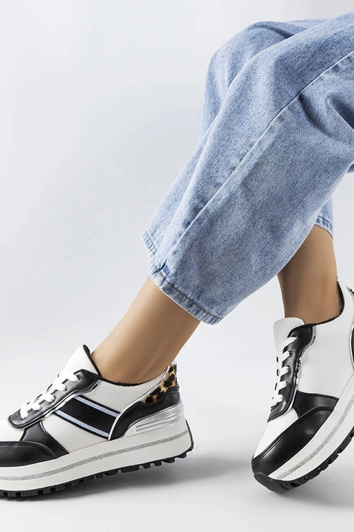 Sorte sneakers med glitterindlæg Lang