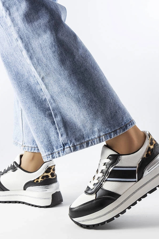 Sorte sneakers med glitterindlæg Lang