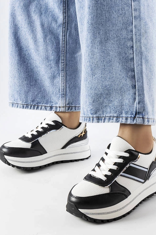 Sorte sneakers med glitterindlæg Lang