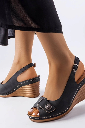 Sorte Sheridan Wedge Sandaler 2