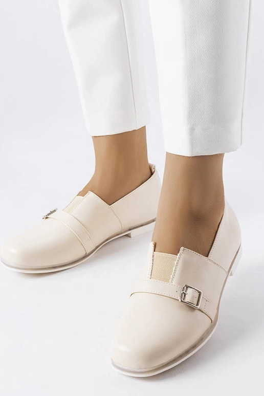 Zandkleurige schoenen met leren...