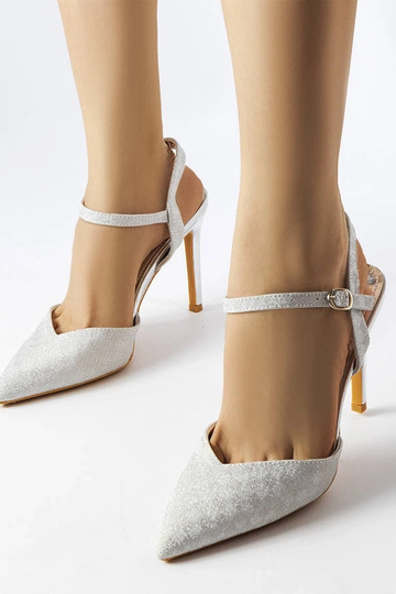 Sølv skinnende Gallia hæle 2