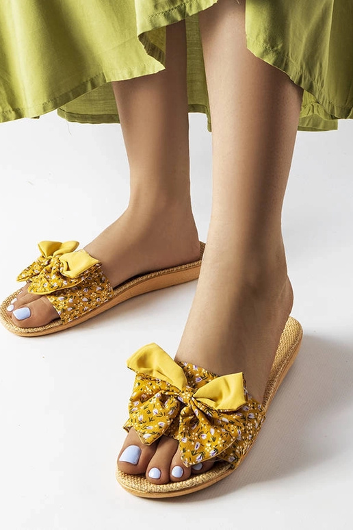 Gele slippers met strik, "Tachel"