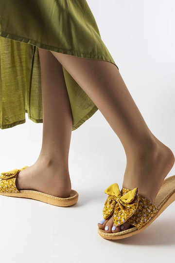Gele slippers met strik, "Tachel" 2