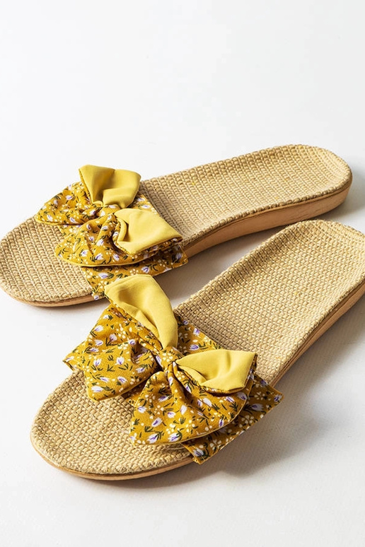 Gele slippers met strik, "Tachel"