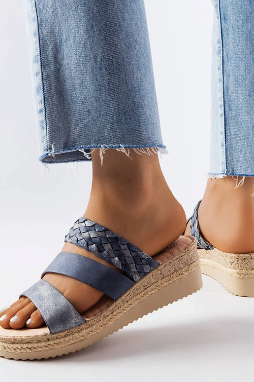 Blå Boston Wedge Sandaler