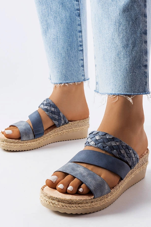 Blå Boston Wedge Sandaler